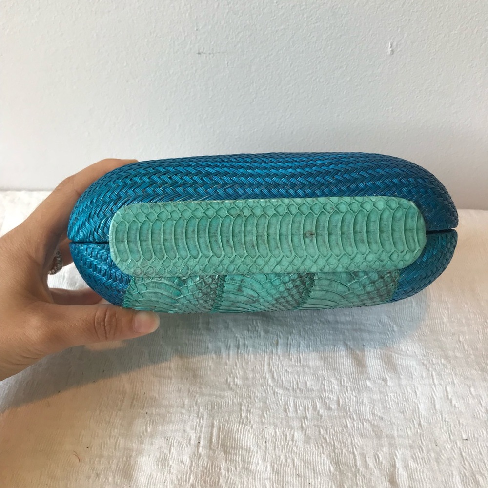 Straw & Python Clutch w/Chain - Picture 4 of 9